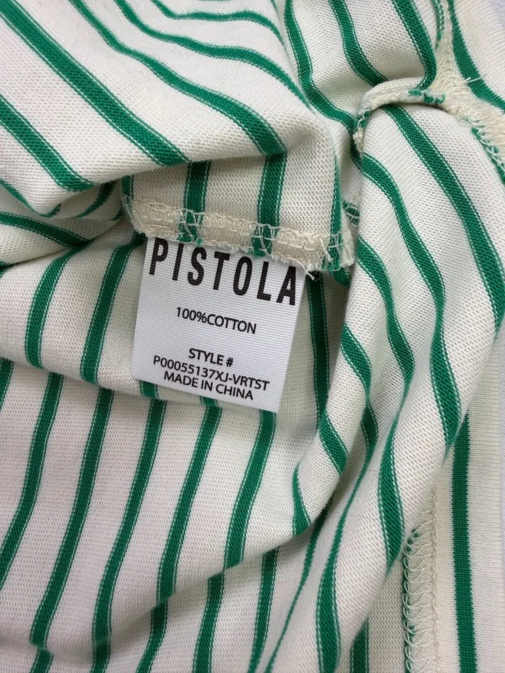 Pistola Green Stripe Shoulder Pad Muscle Tee XS - Picture 6 of 7